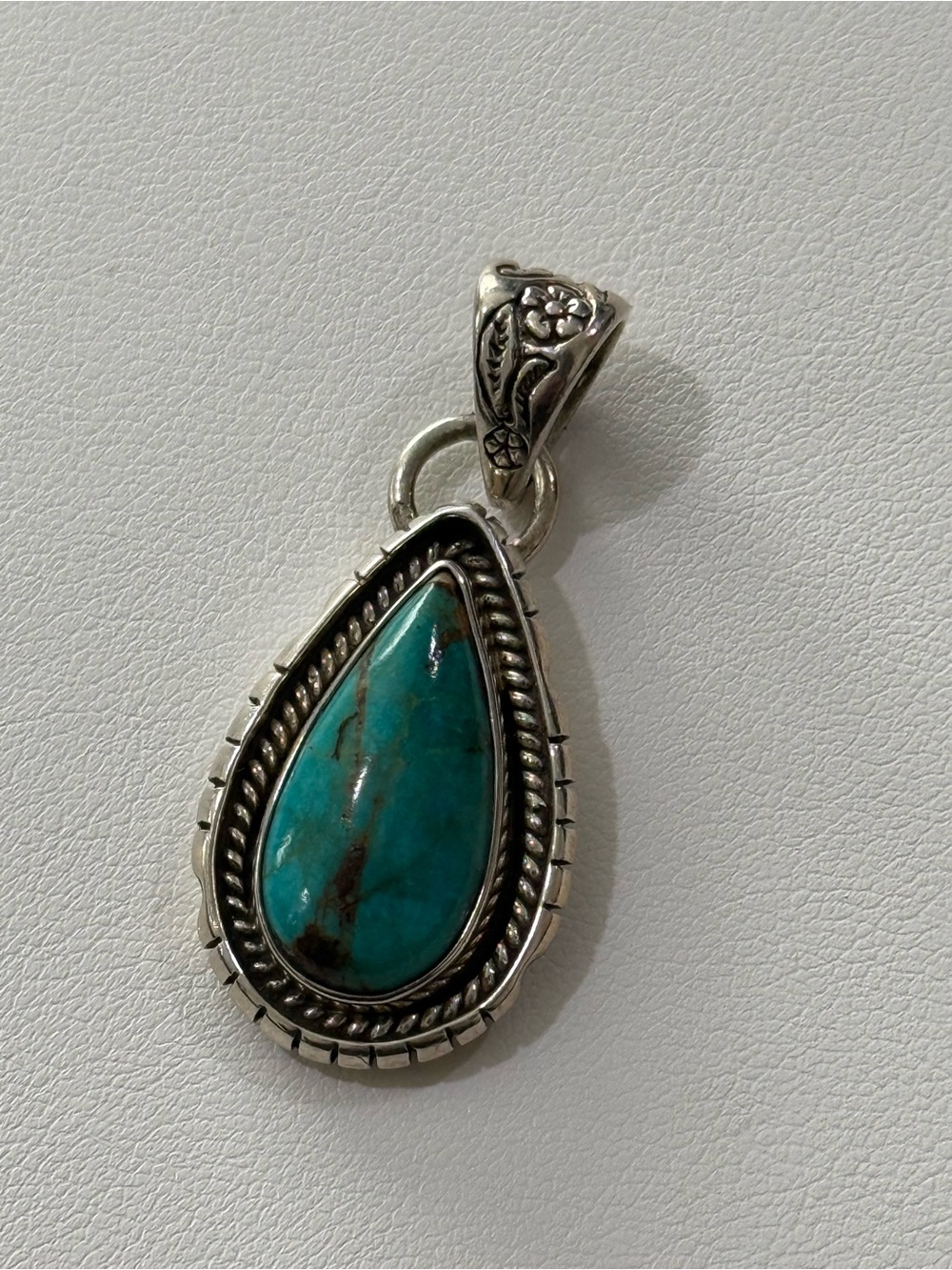 Royston Turquoise + Sterling Silver Teardrop Pendant